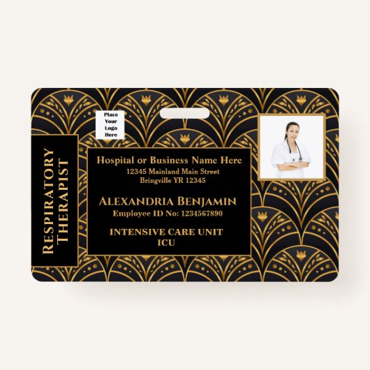 社員写真名ロゴバーコードホスピタル バッジ (正面)