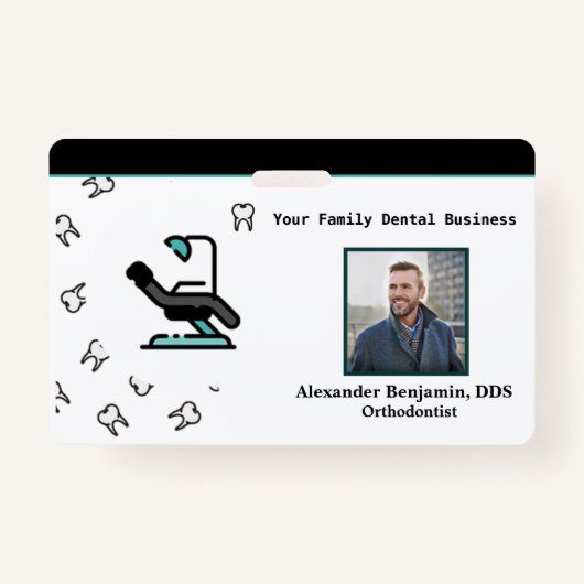 社員写真歯科医ロゴバーコード名バッジ バッジ (正面)