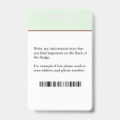 社員写真歯科医ロゴバーコードID バッジ (裏面)