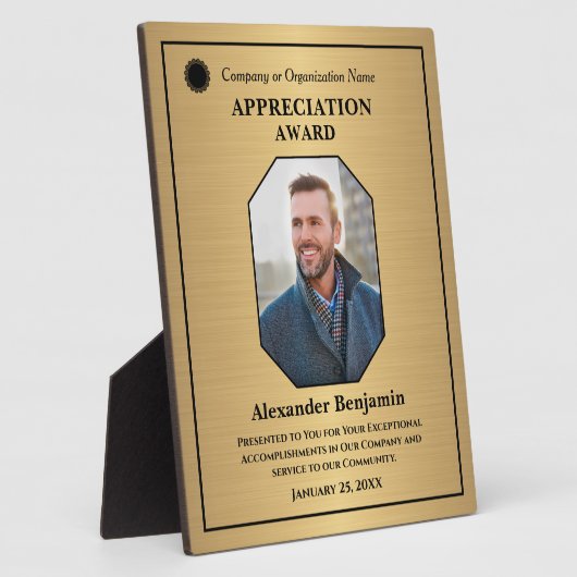 社員写真鑑賞金ゴールド賞カスタム受賞 フォトプラーク (側面)