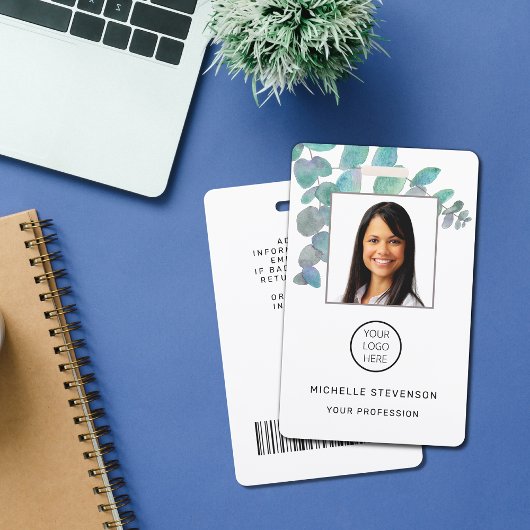 社員写真 バーコード ロゴ ボタン植物名 バッジ