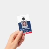 社員写真、バーコードQR、ロゴ、名前ID付き バッジ (手持ち)