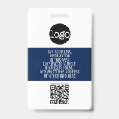 社員写真、バーコードQR、ロゴ、名前ID付き バッジ (裏面)