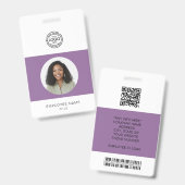 社員写真、ロゴ、バーコード、名前ID バッジ (正面&裏面)