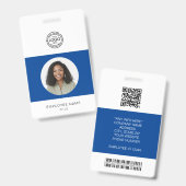 社員写真、ロゴ、バーコード、名前ID バッジ (正面&裏面)