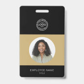 社員写真、ロゴ、バーコード、名前ID バッジ (正面)