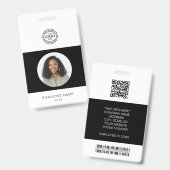 社員写真、ロゴ、バーコード、名前ID バッジ (正面&裏面)