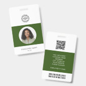 社員写真、ロゴ、バーコード、名前ID バッジ (Front & Back)