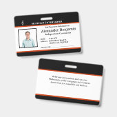 社員写真 ロゴ 名前 ID カスタム バッジ (正面＆裏面)