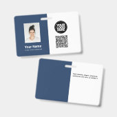 社員写真、ロゴ、職業、QRコード、名前ID バッジ (正面&裏面)