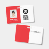 社員写真、ロゴ、職業、QRコード、名前ID バッジ (正面&裏面)