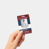 社員写真 名前 ロゴ バーコード カスタム バッジ (手持ち)