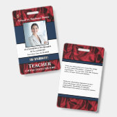 社員写真 名前 ロゴ バーコード カスタム バッジ (正面＆裏面)