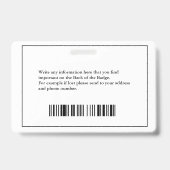 社員写真 名前 ロゴ バーコード ID パーソナライズ バッジ (裏面)