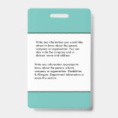 社員写真 名前 ID カード ロゴ バーコード カスタム バッジ (裏面)