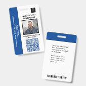 社員写真 名前 QRコード バーコード ID カスタム バッジ (正面＆裏面)
