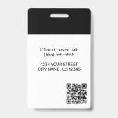 社員写真 | QRコード‏ビジネスロゴ黒ID バッジ (裏面)