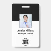 社員写真 | QRコード‏ビジネスロゴ黒ID バッジ (正面)