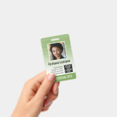 社員写真IDカード - 現代的なストライプ、ロゴ、バーコード バッジ (手持ち)