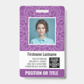 社員写真IDカード - 現代的なマンダラ、ロゴ、バーコード バッジ (正面)