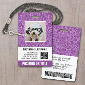 社員写真IDカード - 現代的なマンダラ、ロゴ、バーコード バッジ