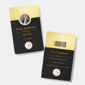 社員写真IDバッジ、会社ロゴQRバッジ バッジ (正面＆裏面)