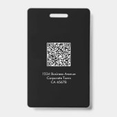社員写真IDバッジ | 黒と緑のQRコード バッジ (裏面)