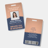 社員写真IDバーコードロゴ カッパー ネイビー カーブ バッジ (正面&裏面)