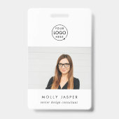 社員写真IDミニマルモダンリストQRコード名 バッジ (表面)