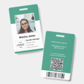 社員写真ID QRコードバッジ バッジ (正面＆裏面)