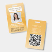 社員写真ID QRコード ロゴ 黄色 ゴールド アーク バッジ (正面＆裏面)