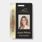 社員写真ID QRバーコード ロゴ ブラック ゴールド バッジ (正面)