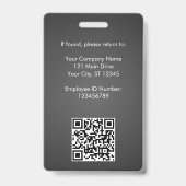 社員写真QRコードビジネスロゴグレーID バッジ (裏面)