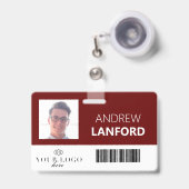 社員名札 | ロゴとカラーカスタマイズ可能 バッジ (正面（伸縮クリップ）)