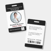社員名 写真 ロゴ 記者証 カスタム ID バッジ (正面＆裏面)