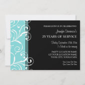 社員周年パーティー招待状 ティール ブラック 招待状 (裏面)