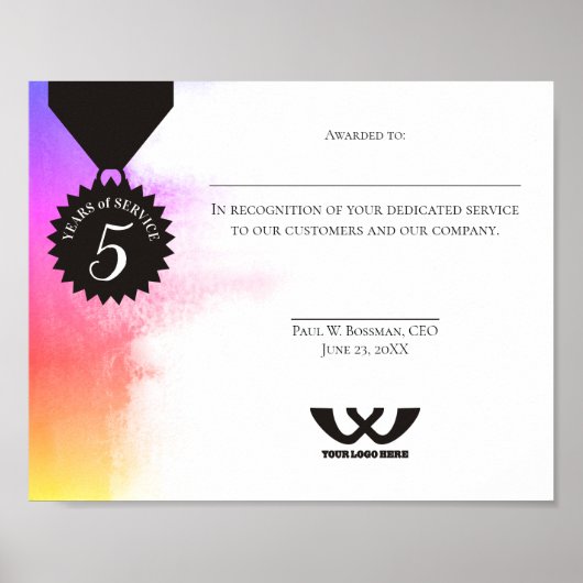 社員周年記念賞証明書 ポスター (正面)