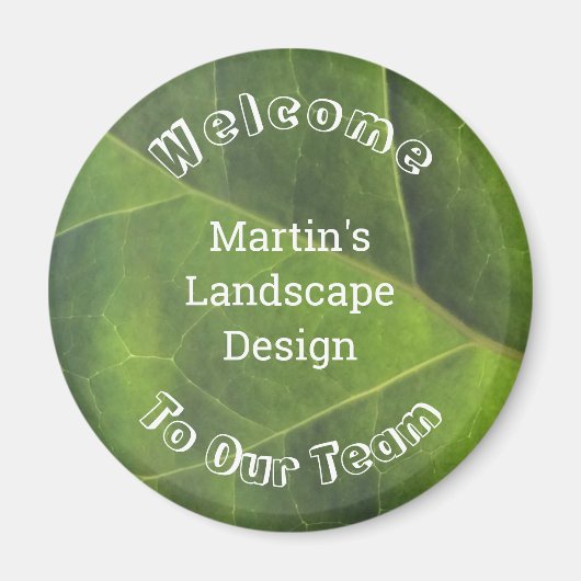 社員歓迎グリーンリーフフォトチームメンバー マグネット (正面)