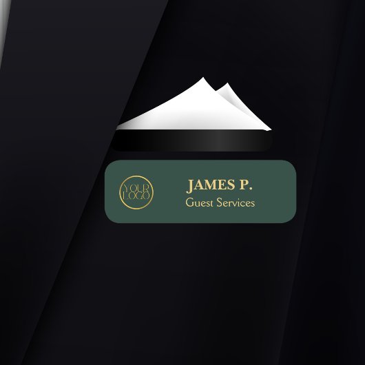 社員用マグネット式安全ピン グリーン ゴールド ロゴ 名前 名札