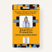 社員病院の写真名バーコードロゴカスタム バッジ (正面)