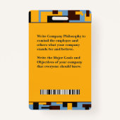 社員病院の写真名バーコードロゴカスタム バッジ (裏面)