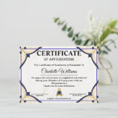 社員表彰証明書 青金 エンクロージャーカード (スタンド正面)