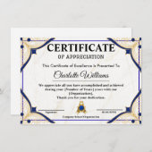 社員表彰証明書 青金 エンクロージャーカード (正面/裏面)