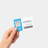 社員識別 ID バーコード 写真 青 バッジ (手持ち)