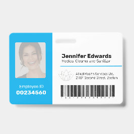 社員識別 ID バーコード 写真 青 バッジ