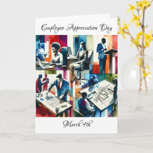 社員賞味日は3月4日 カード (黄色い花)