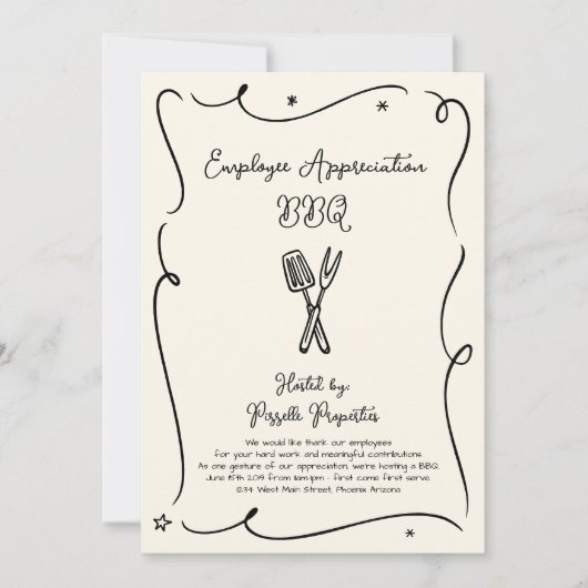 社員鑑賞業務BBQパーティー 招待状 (正面)