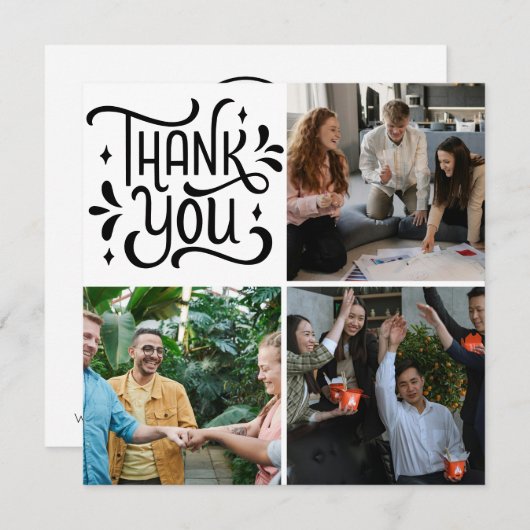 社員鑑賞班の写真ありがとうブラック サンキューカード (正面/裏面)