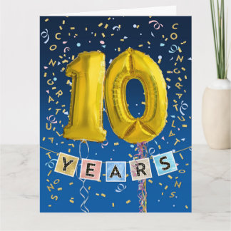 社員10周年記念金ゴールドバルーン番号カード カード