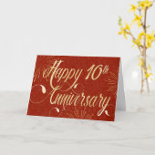 社員10周年記念 – 渦巻形の文字 – 赤 カード (黄色い花)